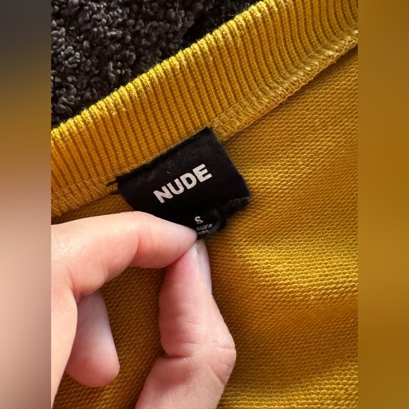 Mustard Yellow Tie Front Sweater by Nude - Picture 4 of 5